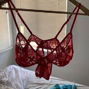 Red lacy bralette